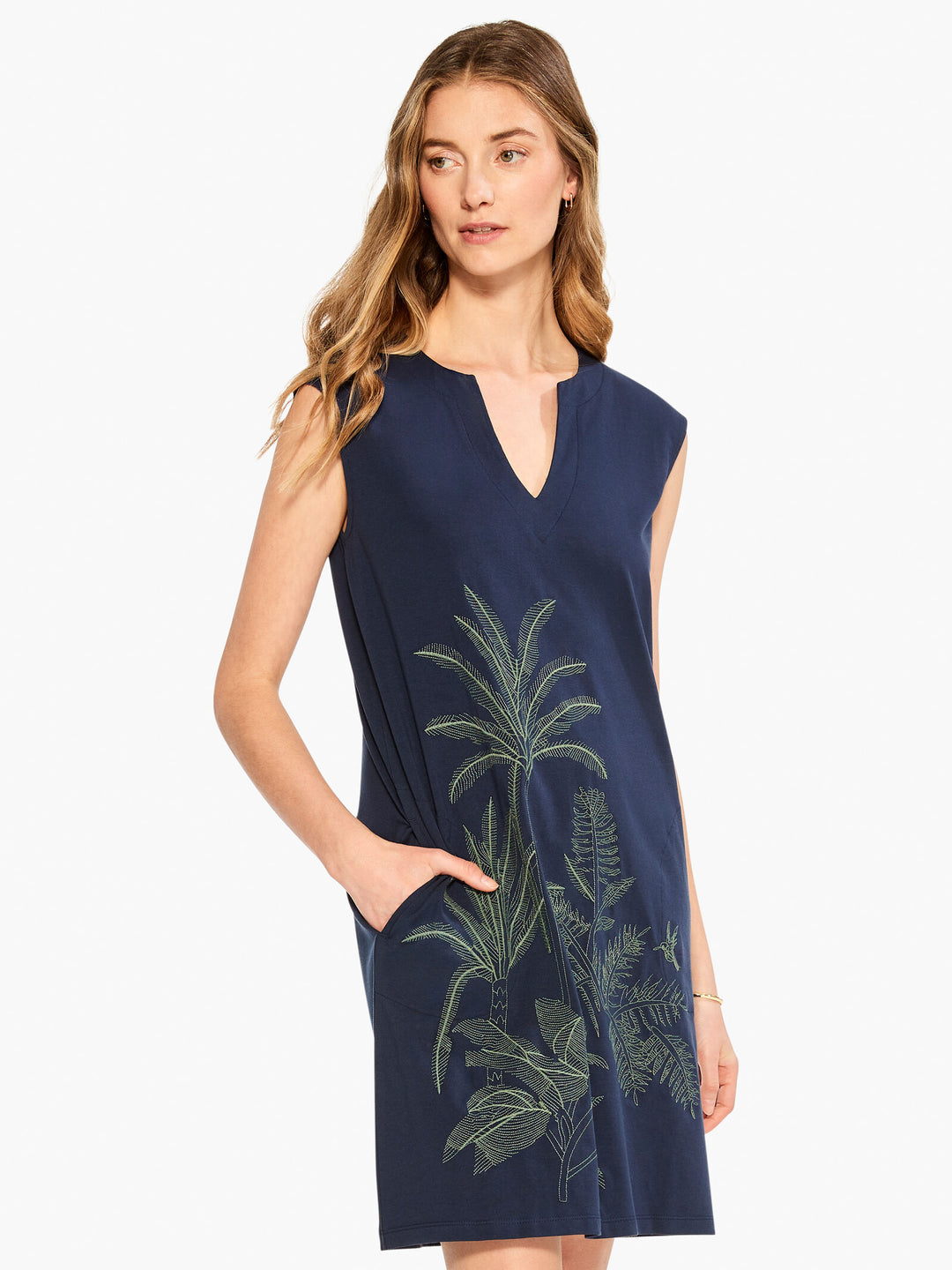 Embroidered Palm Dress