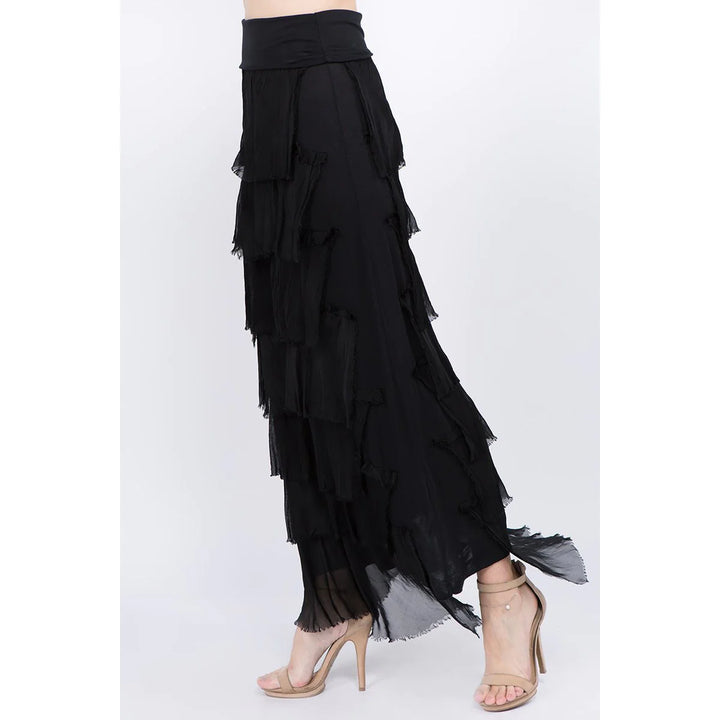 Solid Italian Silk Tiered Skirt 8601