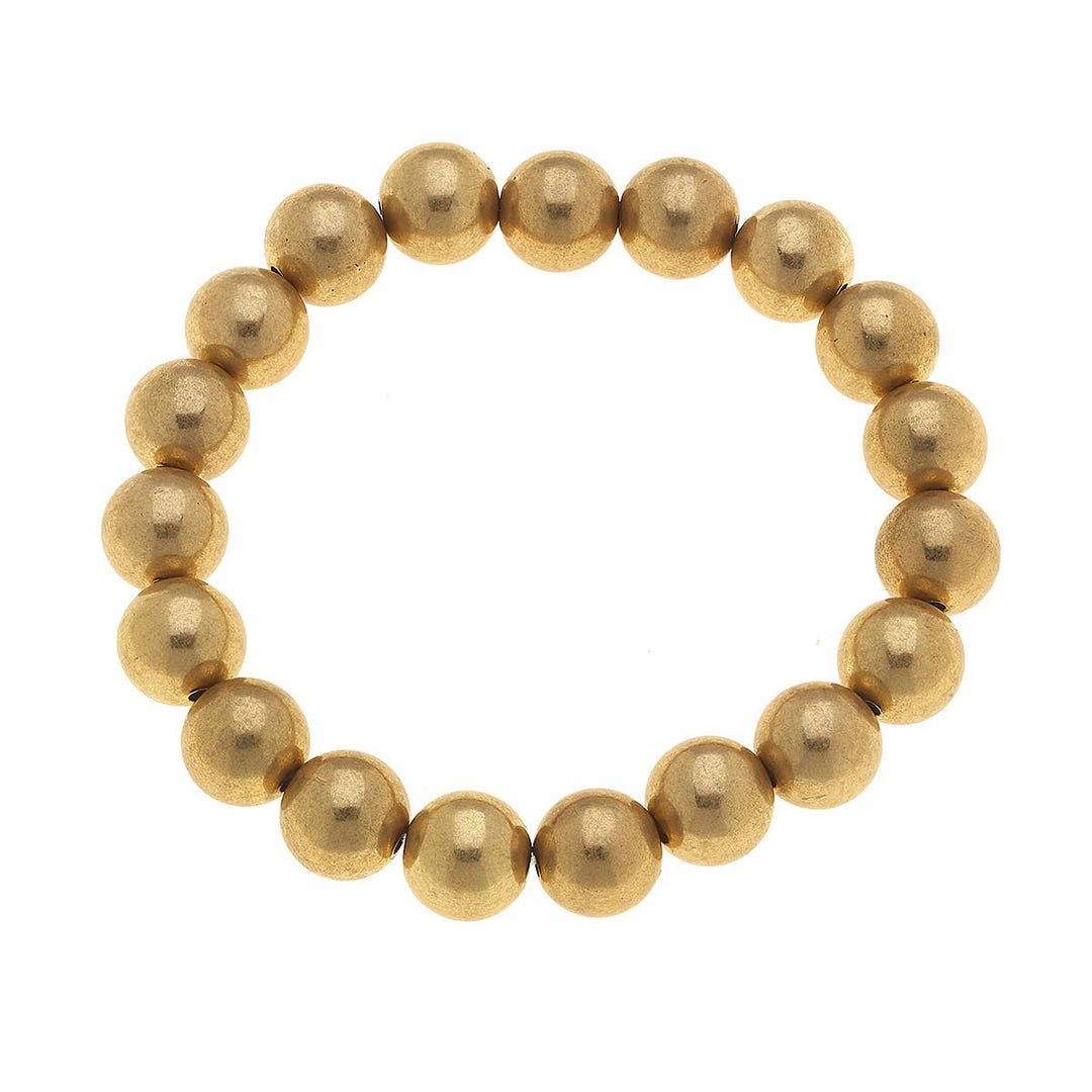 CANVAS Style - Chloe Beaded Stretch Bracelet in Worn Gold