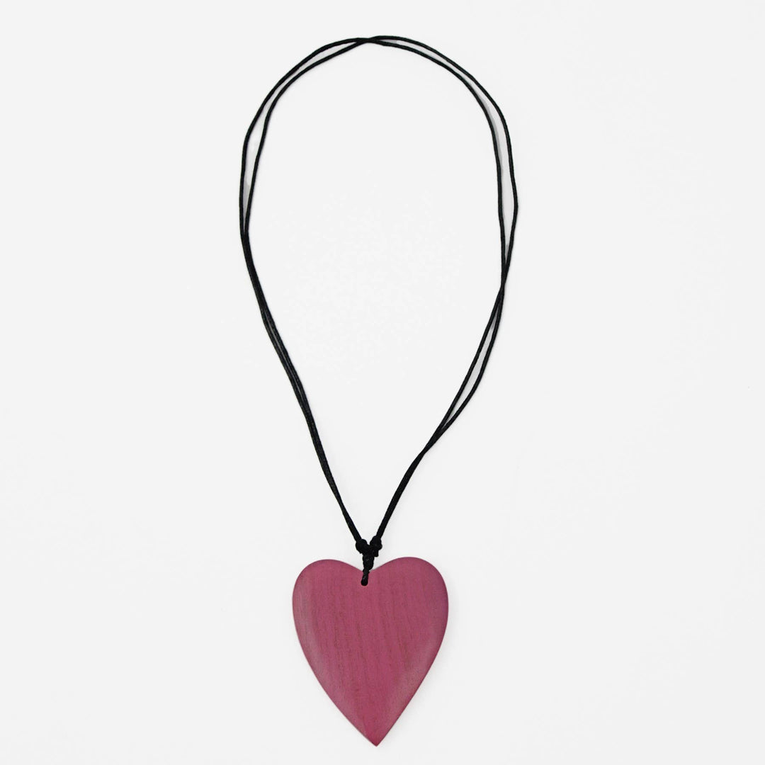 Sylca Designs - Pink Gabi Heart Wood Necklace