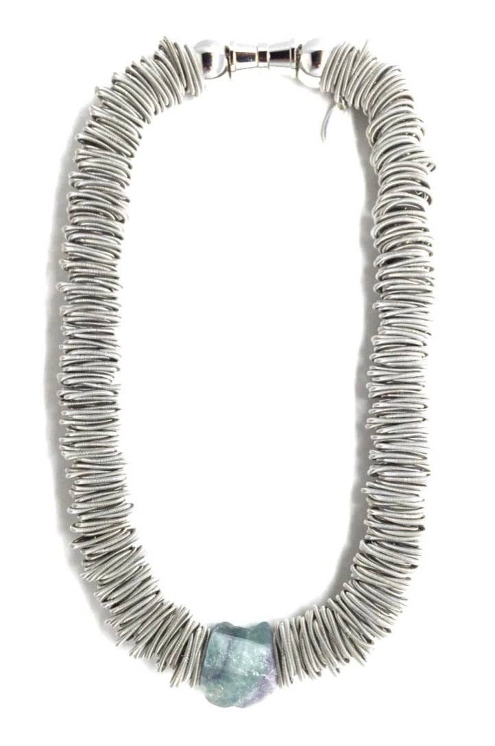 Sea Lily - 1084 - Silver Spring Ring N w/ Single Fluorite