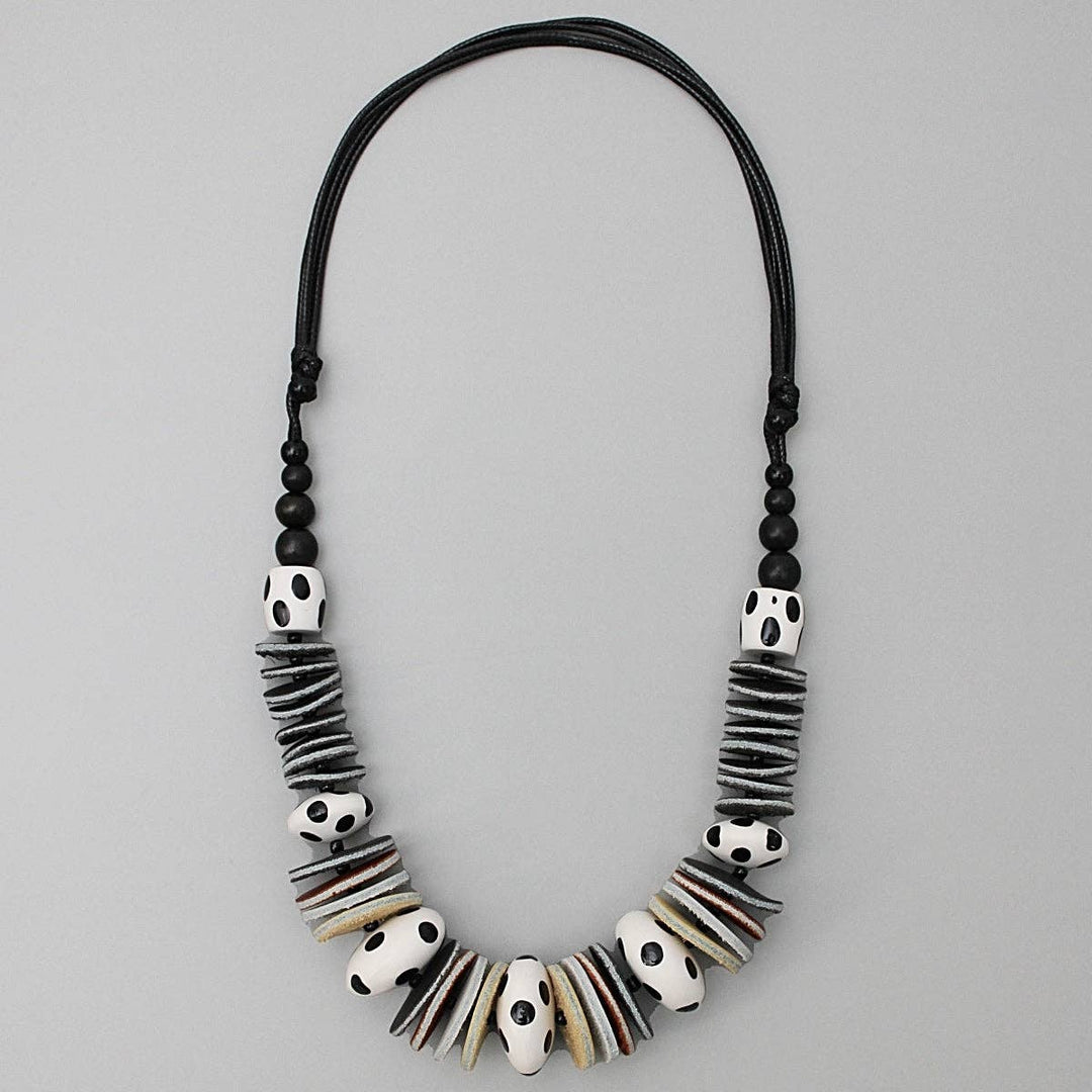Sylca Designs - Black and White Polka Dot Jessica Necklace