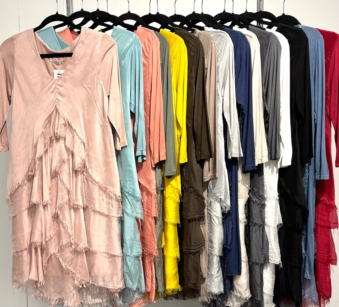 3/4 sleeves – V-Neck Silk Dress 63054
