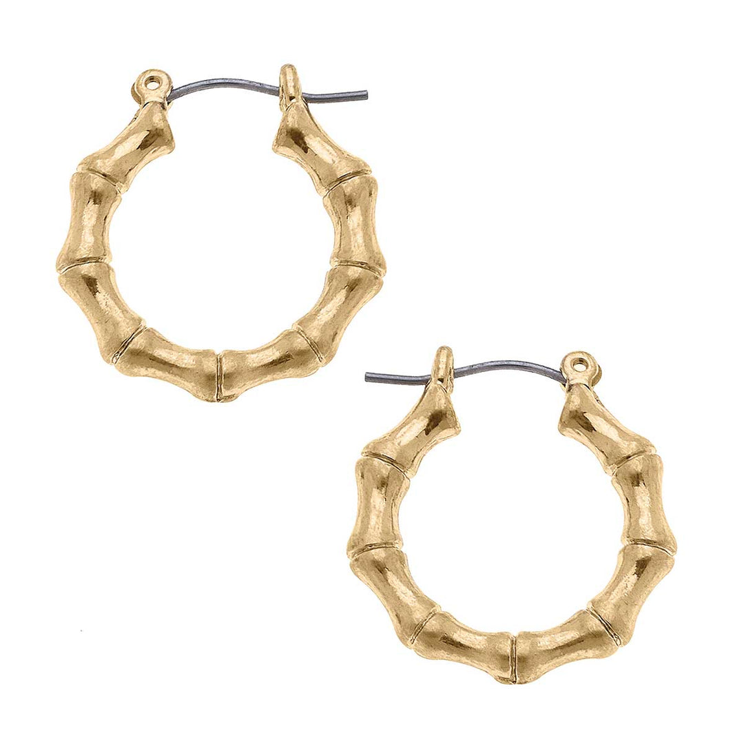 CANVAS Style - Mia Bamboo Hoop Earrings in Worn Gold