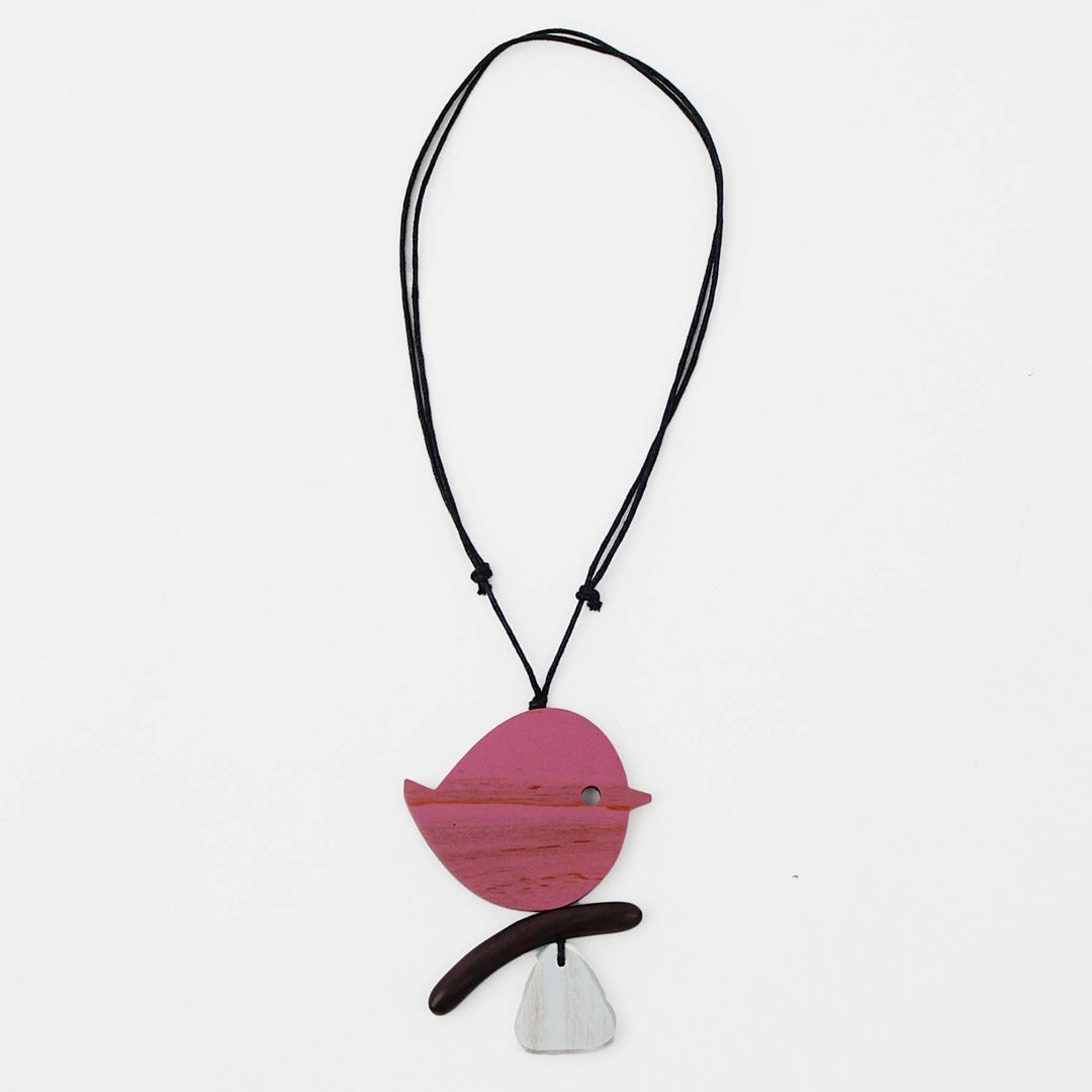 Sylca Designs - Pink Robin On A Branch Necklace