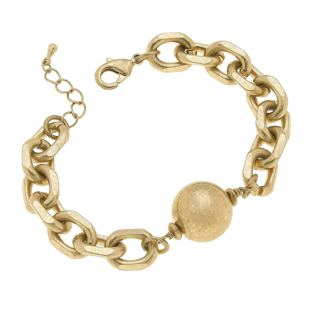 Carli Ball Bead Chunky Chain Bracelet in Worn Gold