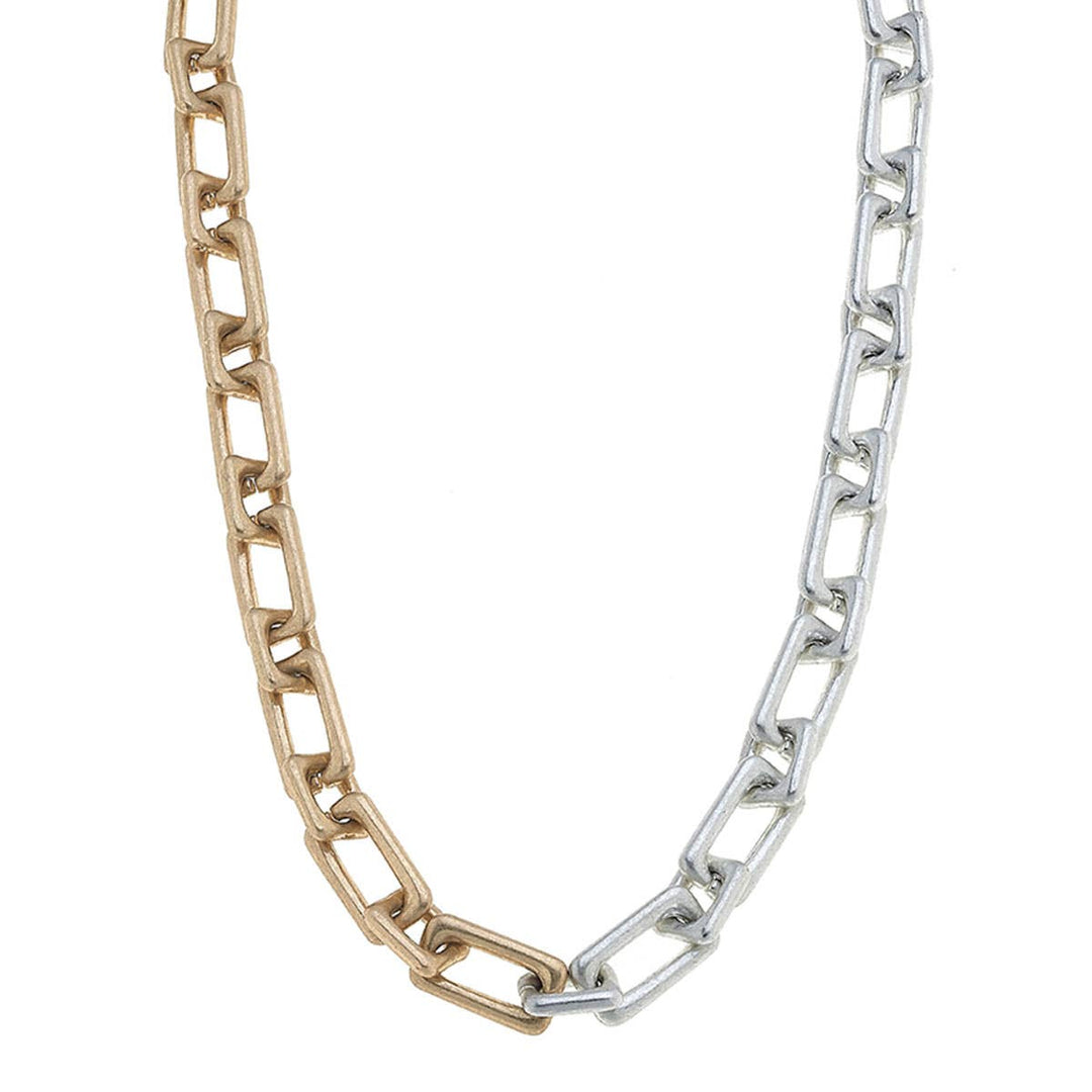 CANVAS Style - Callan Rectangular Chain Link Necklace in Mixed Metals