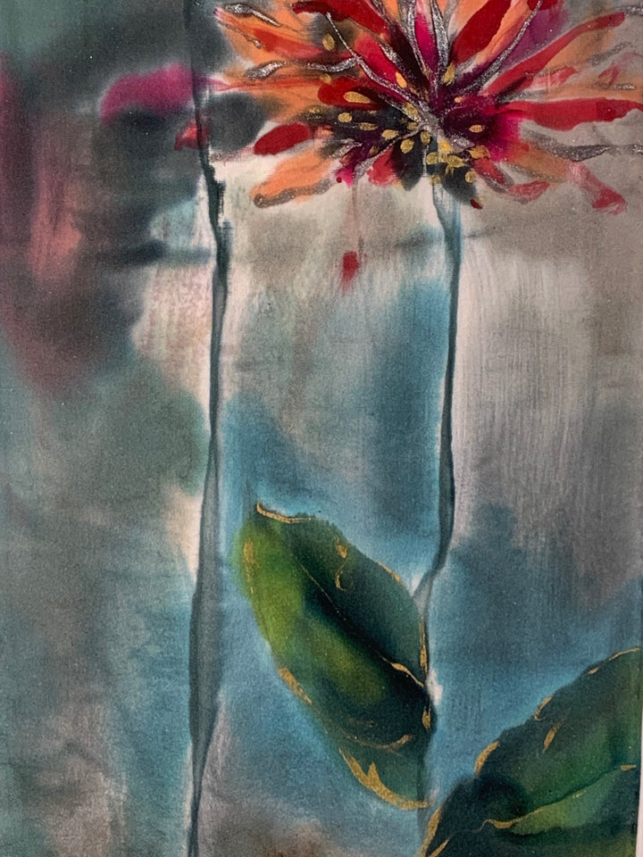 Water Color Garden Hand Painted 100% Silk Scarf
