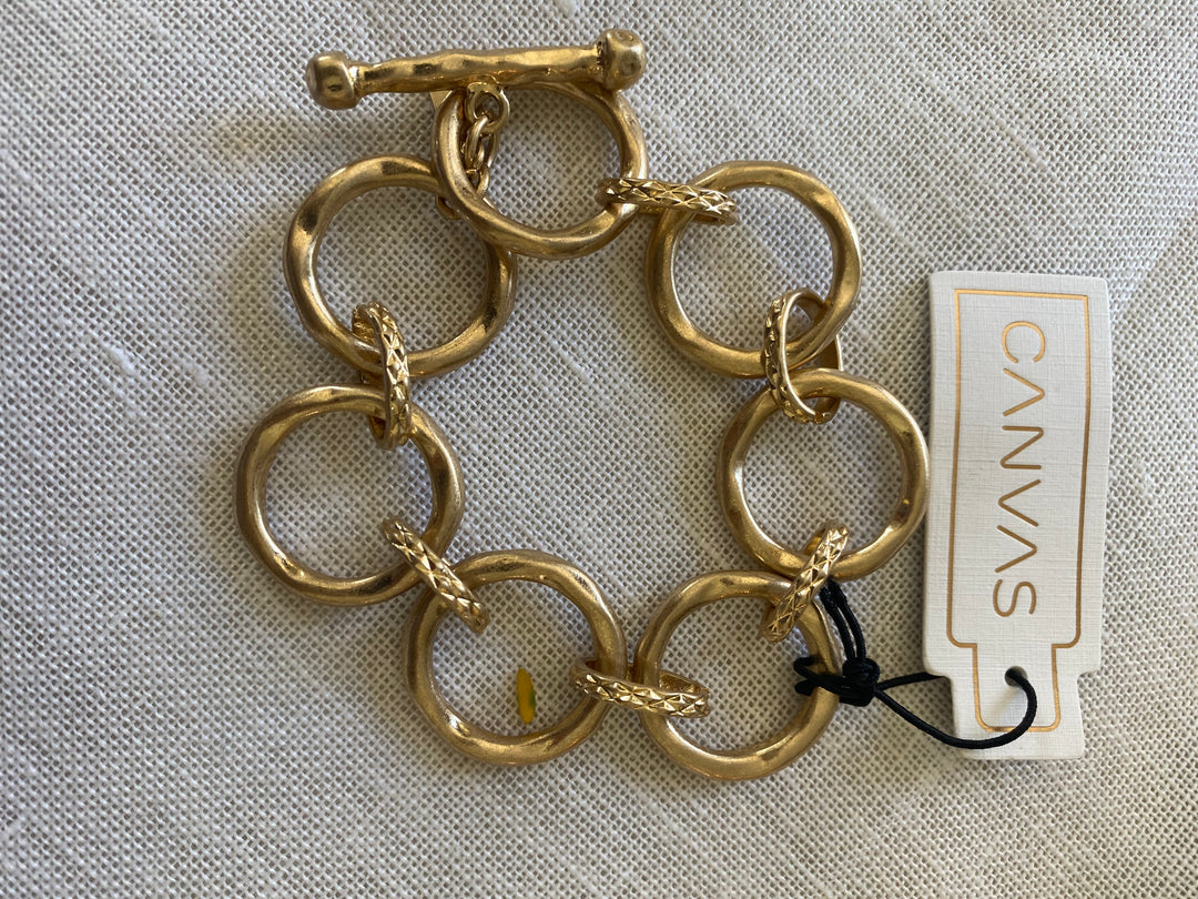 Amaya Chain Link T-Bar Bracelet in Worn Gold