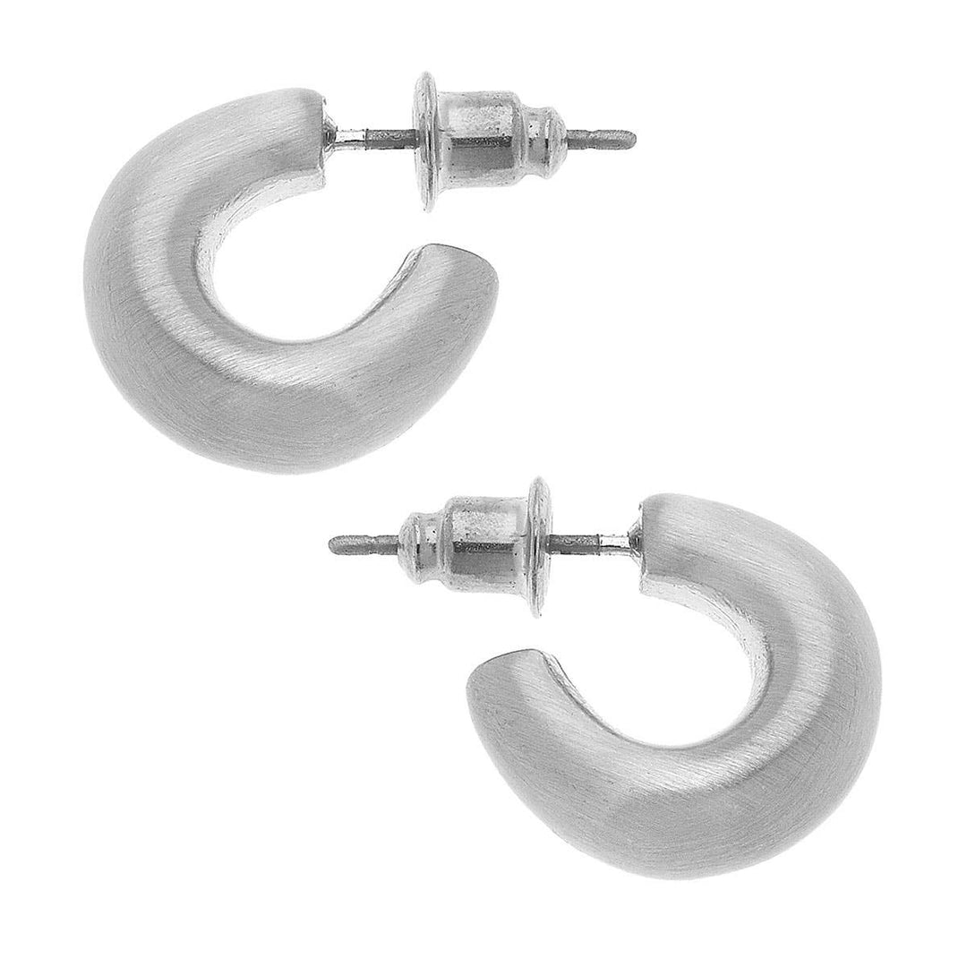 Alison Hoop Earrings in Satin Silver