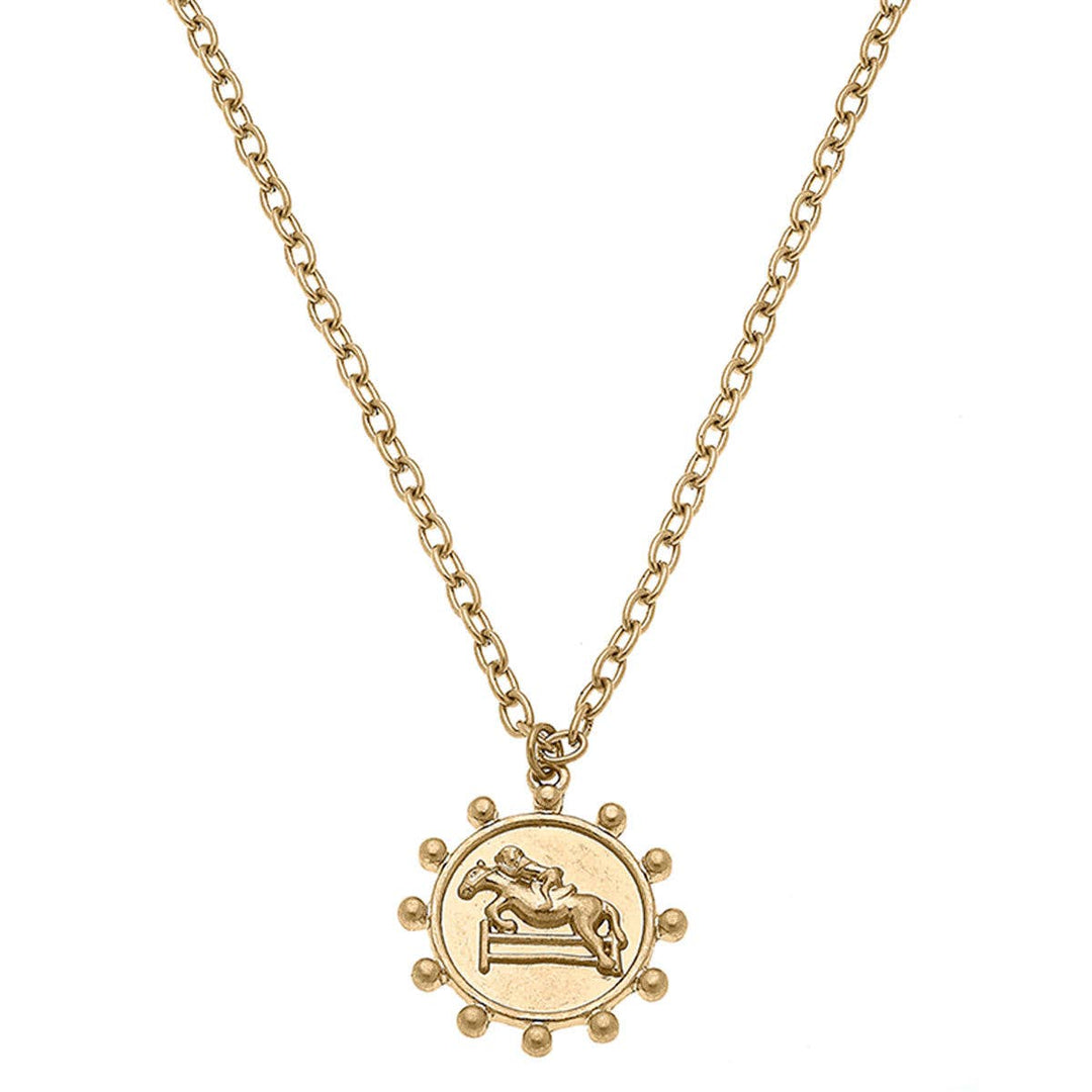 CANVAS Style - Sawyer Equestrian Pendant Necklace in Worn Gold