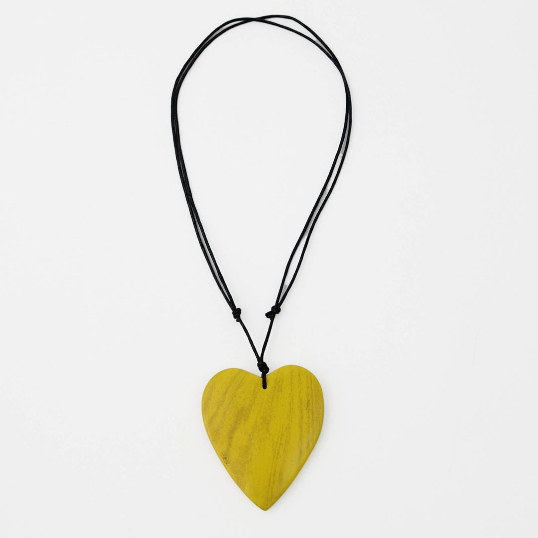 Yellow Gabi Heart Wood Necklace