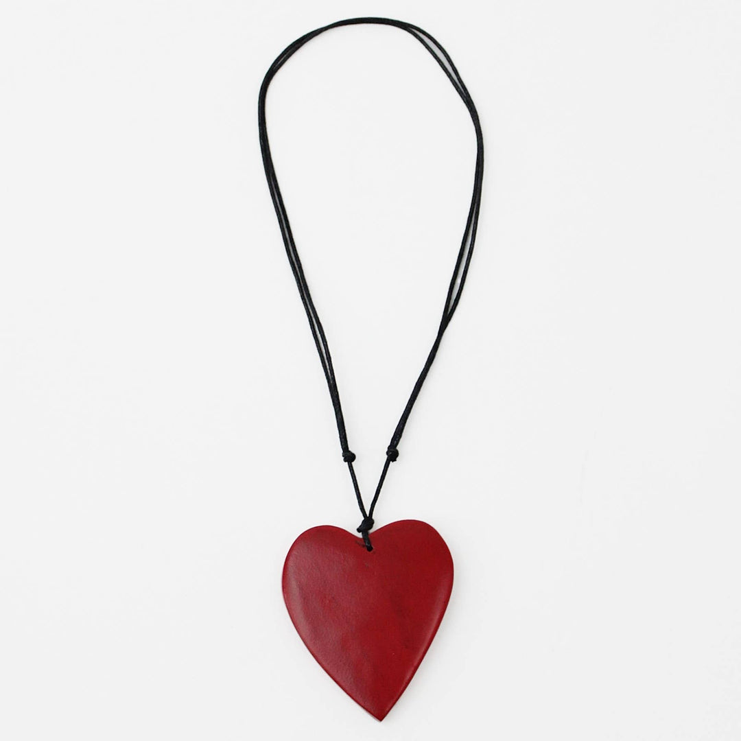 Red Gabi Heart Wood Necklace