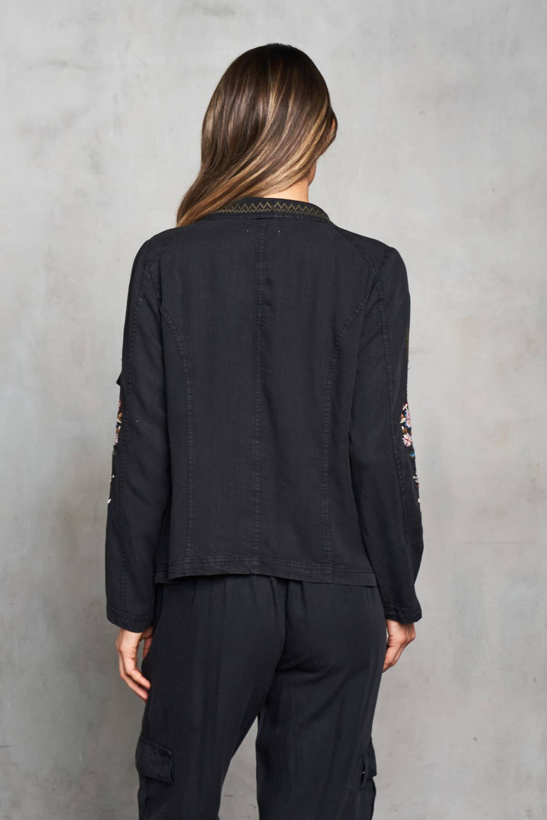 Embroidered Jacket: Black / XL