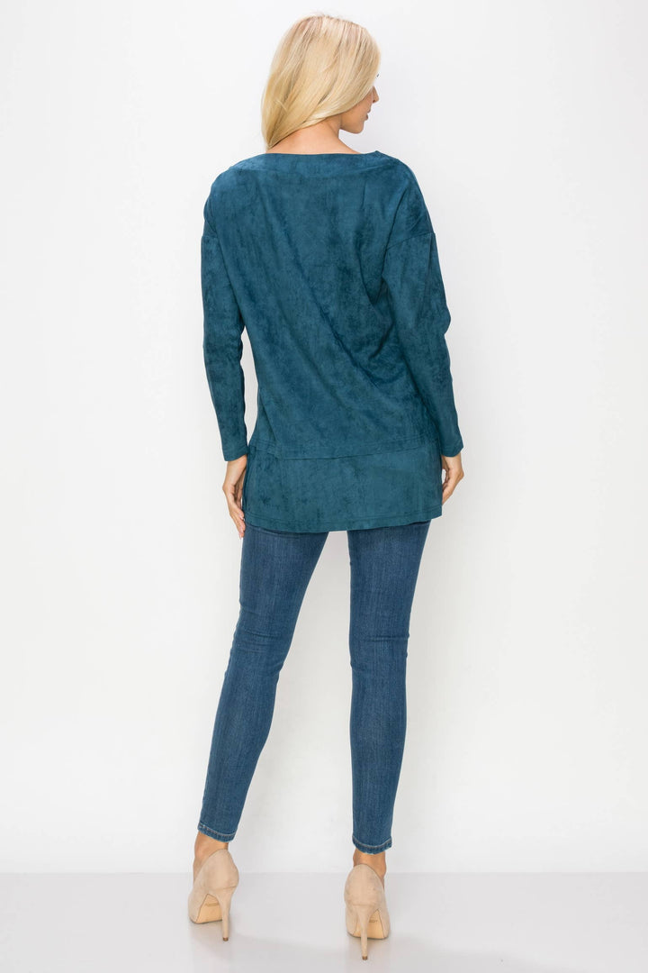 April Stretch Suede Tunic: BLACK / M / 21136A
