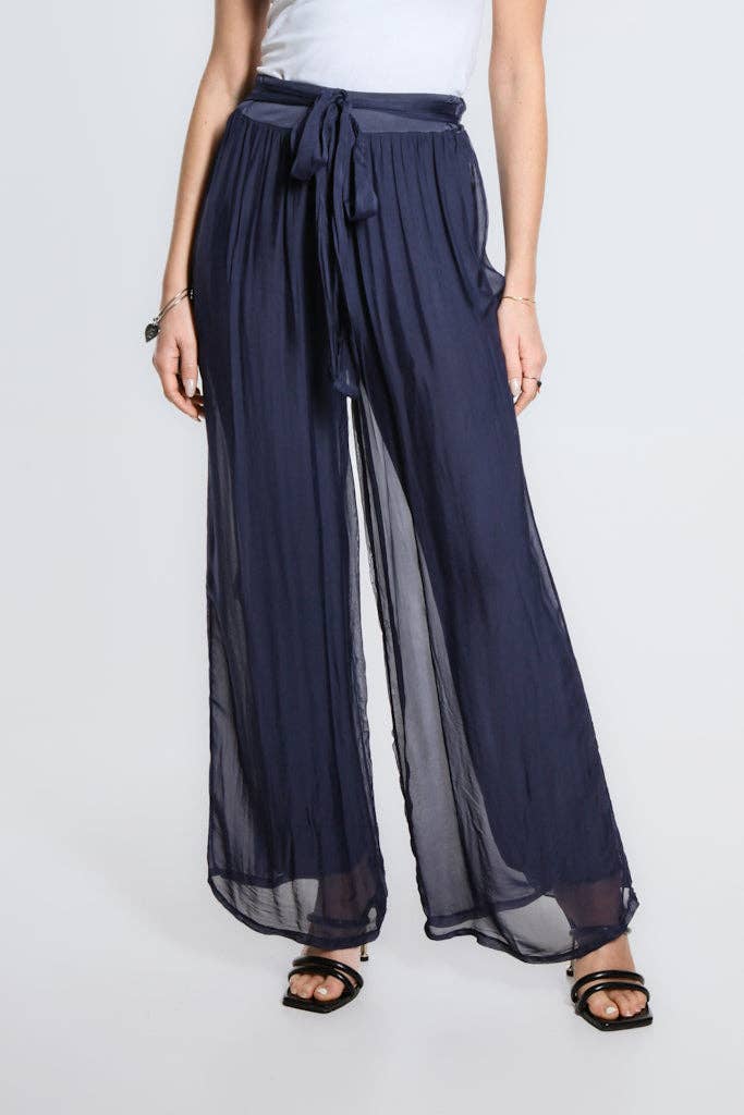 Wrap Front Silk Pant (PL214):Black
