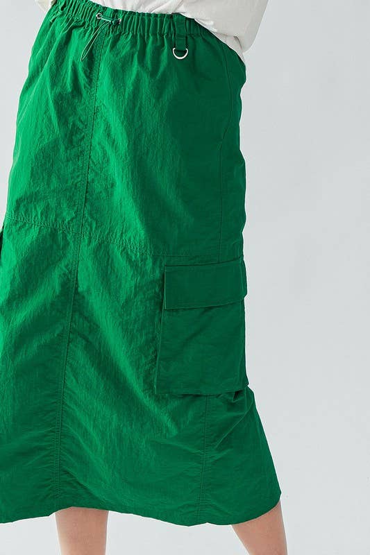 MIDI PARACHUTE SKIRT: SLATE