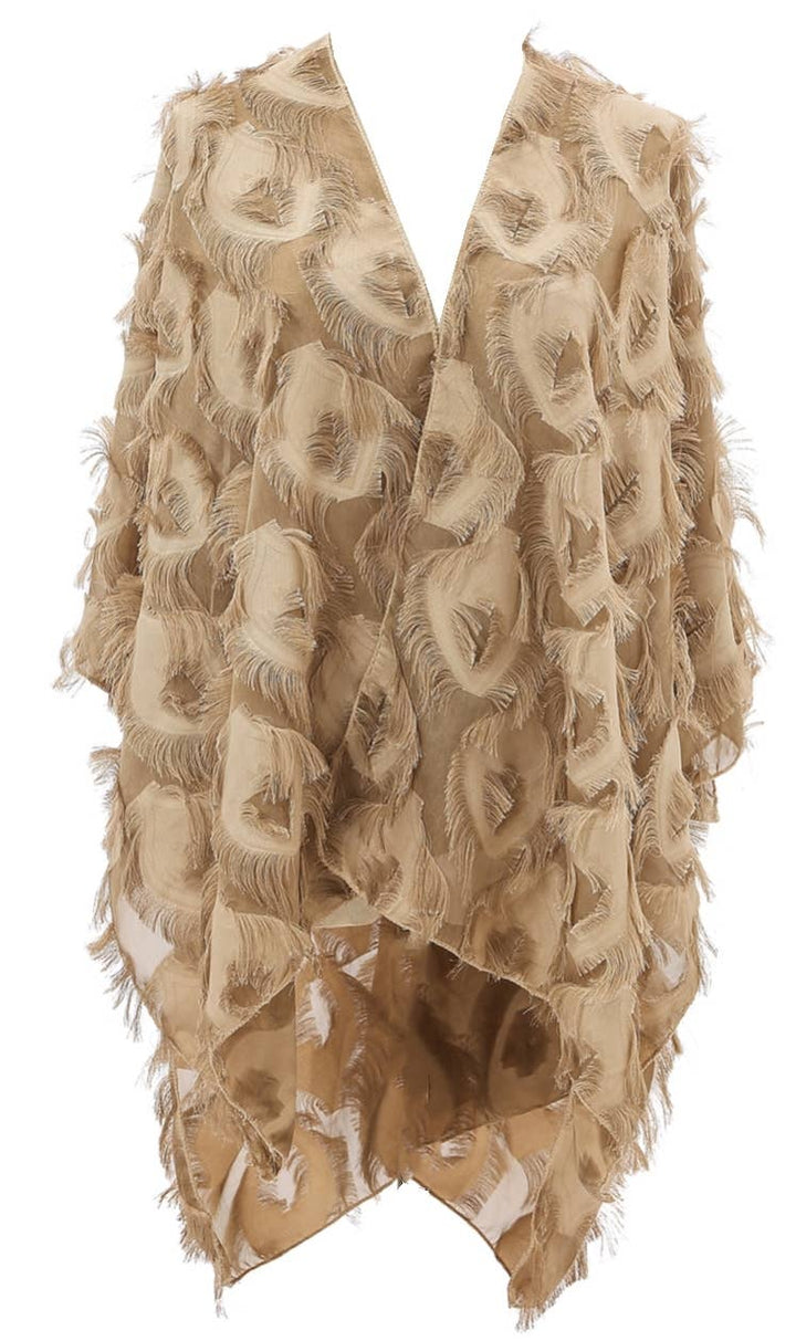 Elegant 3D Feather Fringe Eyelash Kimono/Cover-Up: Purple
