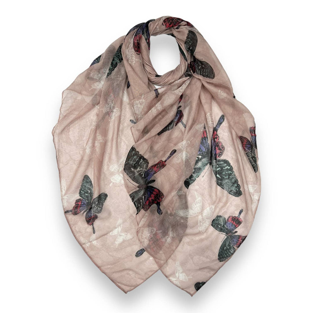 Butterfly print scarf: Baby Pink