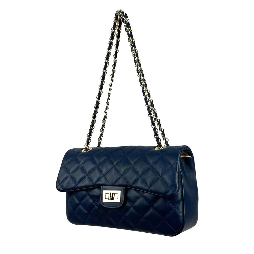 Premium Quilted Leather Bag: Black
