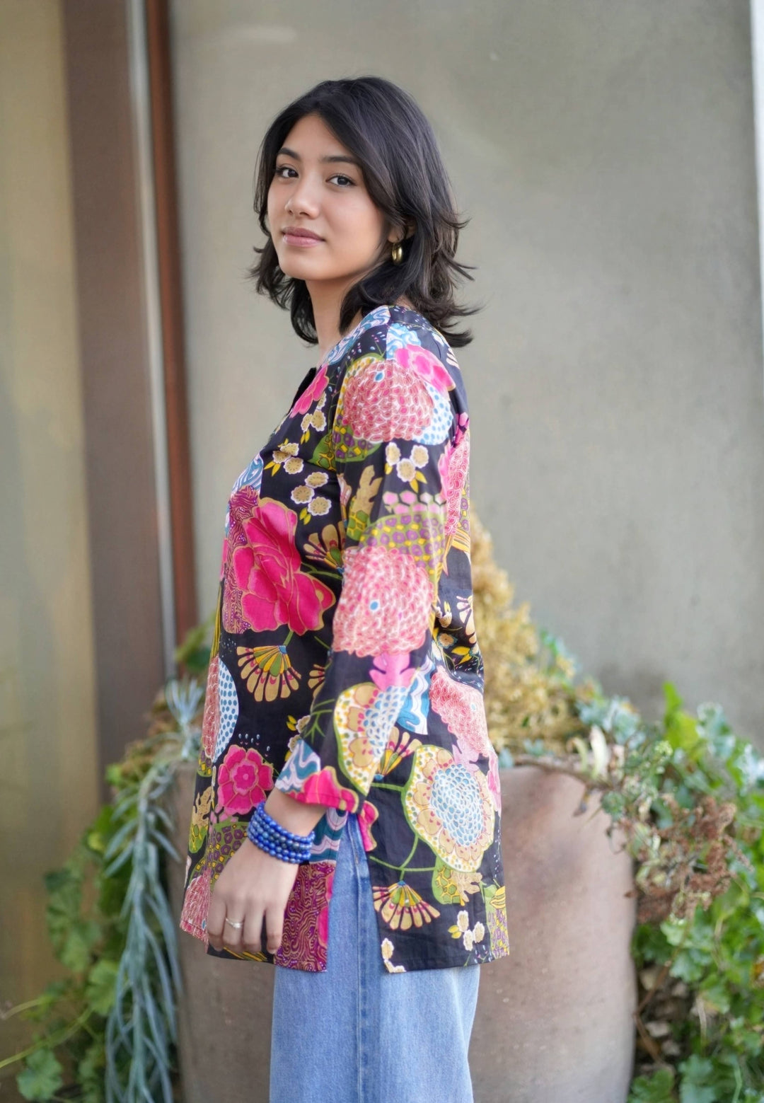 Beau Cotton Tunic: Black Multi / XL