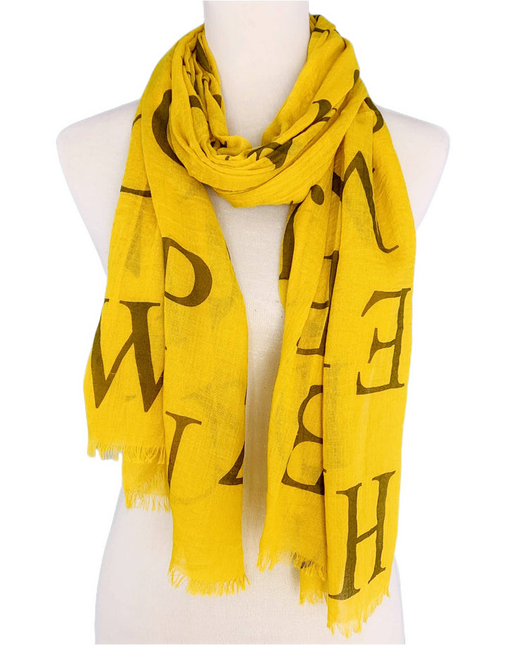 Alphabet Prints Scarf: Aqua