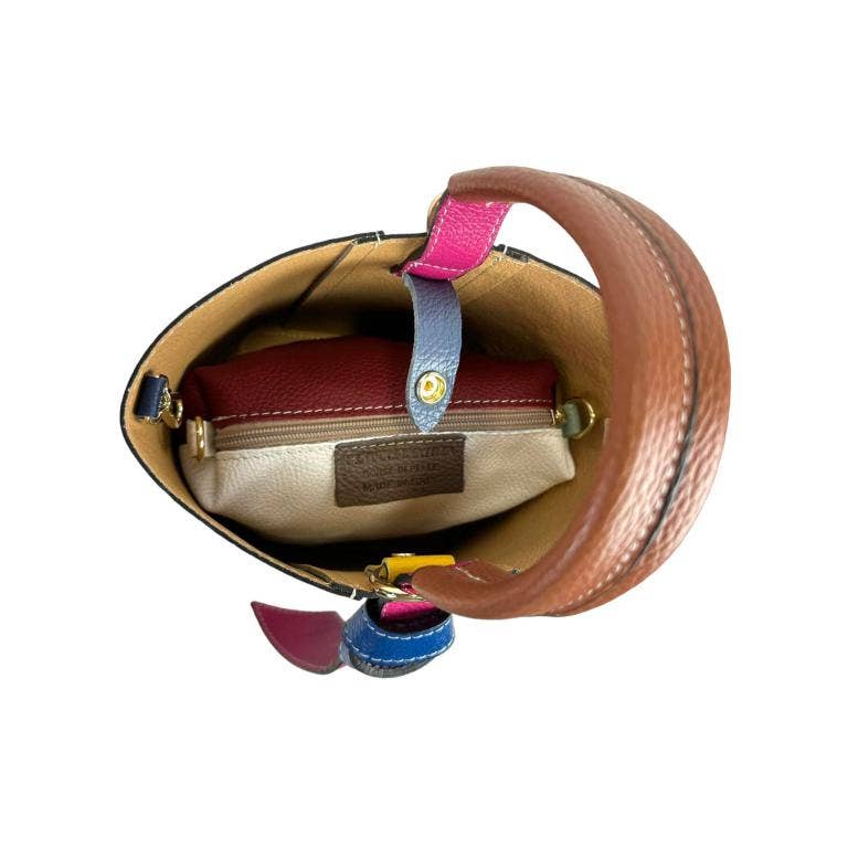 Multicolor Leather Bag:Black