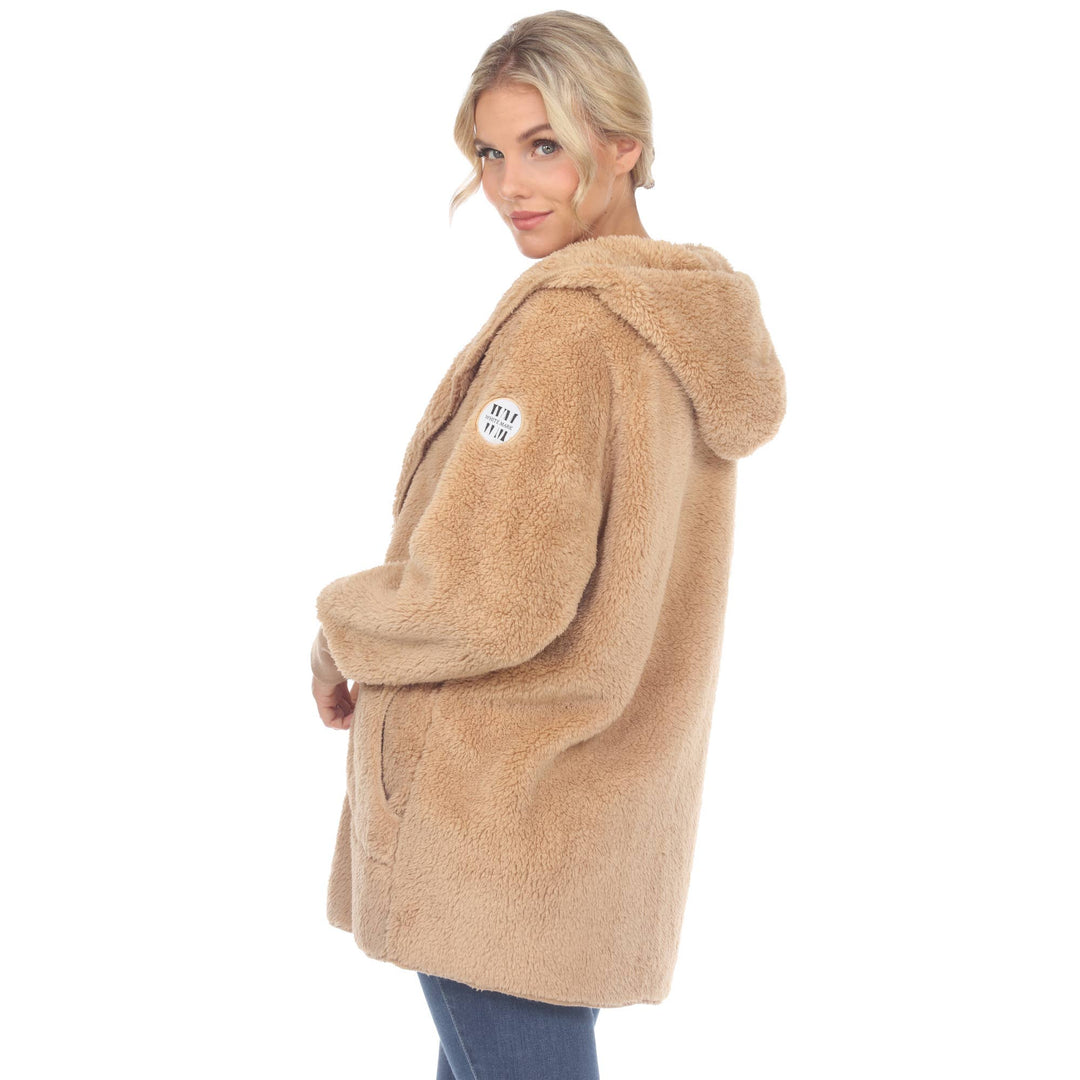 Plush Hooded Cardigan with Pockets: Purple / S/M