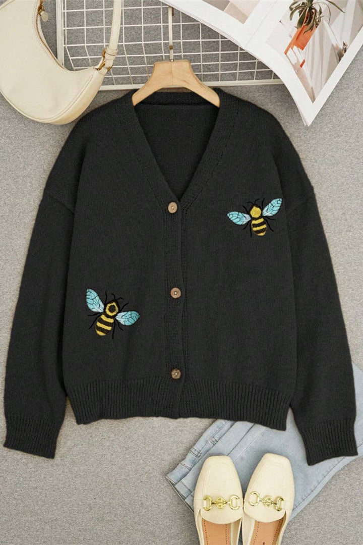 Bee Cardigan: BLACK / M