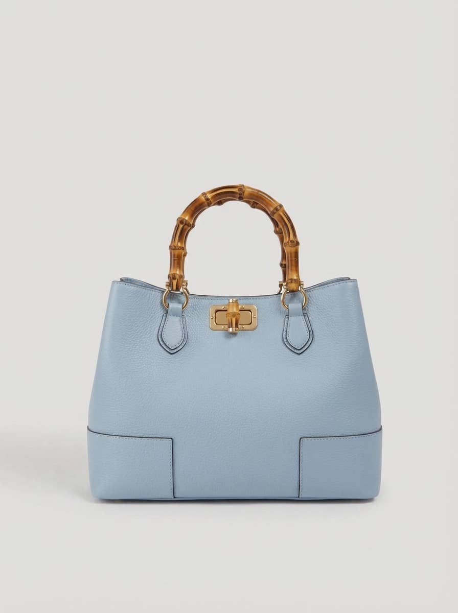Bamboo Bag in Leather – Made in Italy Moro