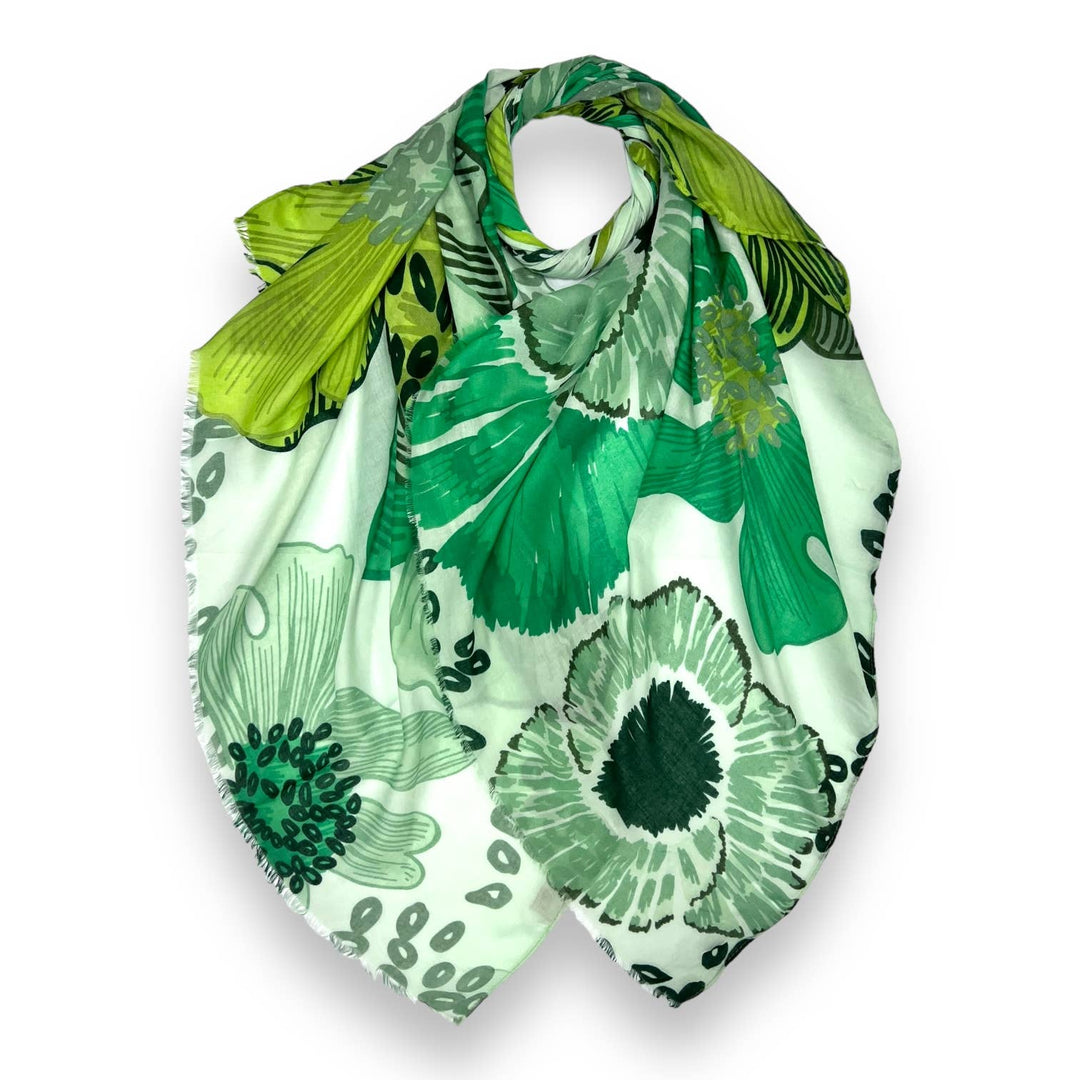 Big flower printed scarf: Mocca