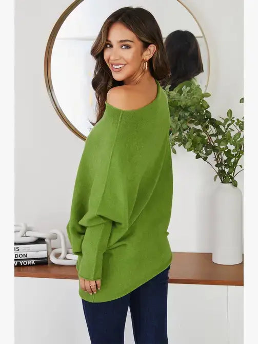 ASYMMETRICAL SWEATER: Avocado / XS/S