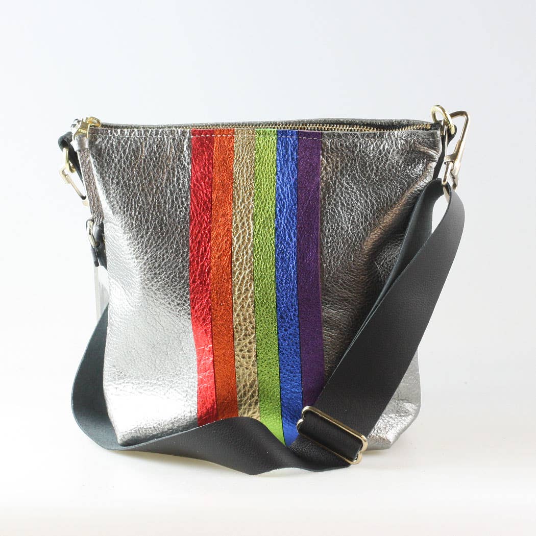 Graham Crossbody: METALLICS!: Gunmetal : Silver/IceBlue
