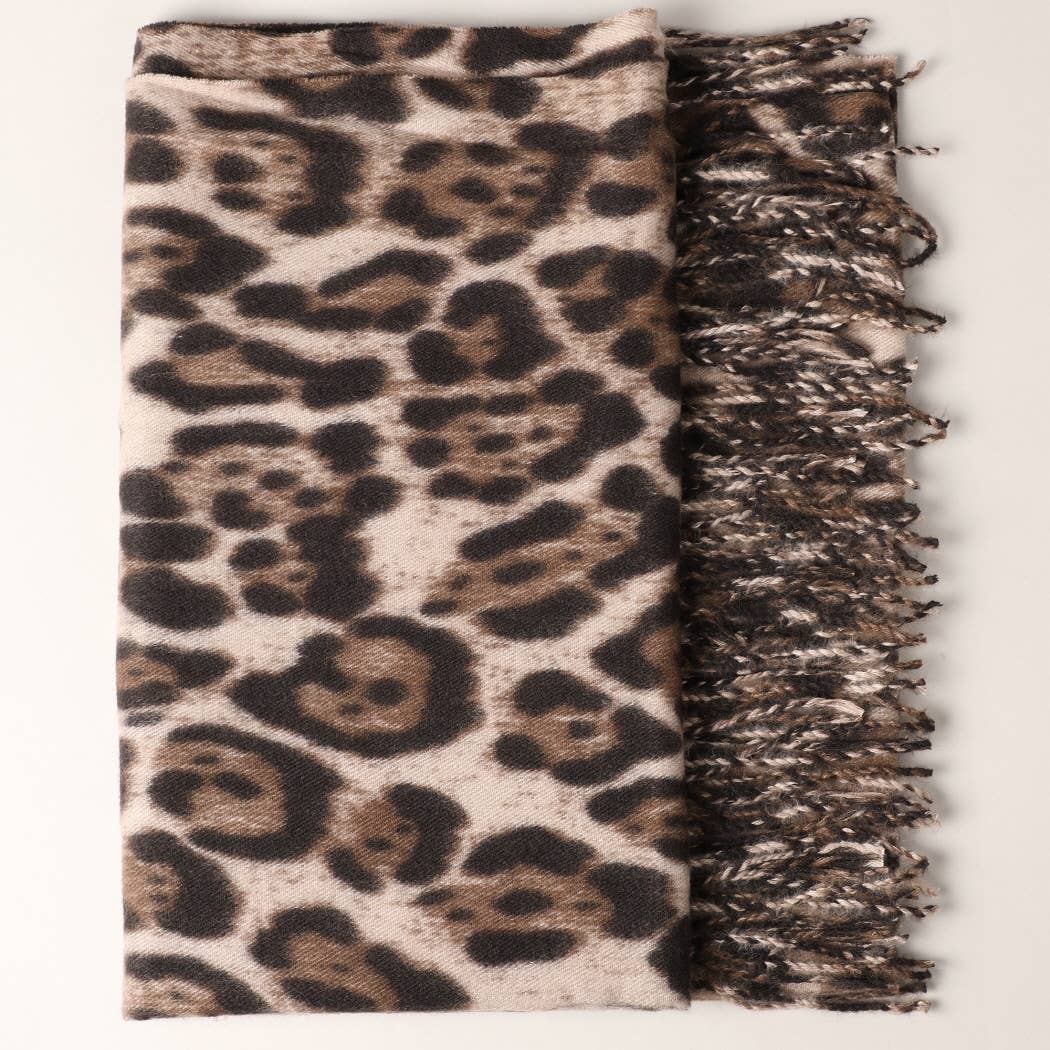 Leopard Animal Print Cashmere Feel Scarf