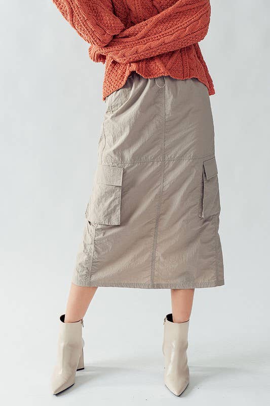 MIDI PARACHUTE SKIRT: SLATE