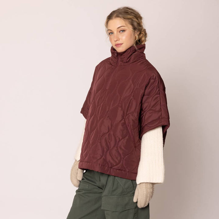 Quilted Cape Poncho Jacket : IVY / O/S