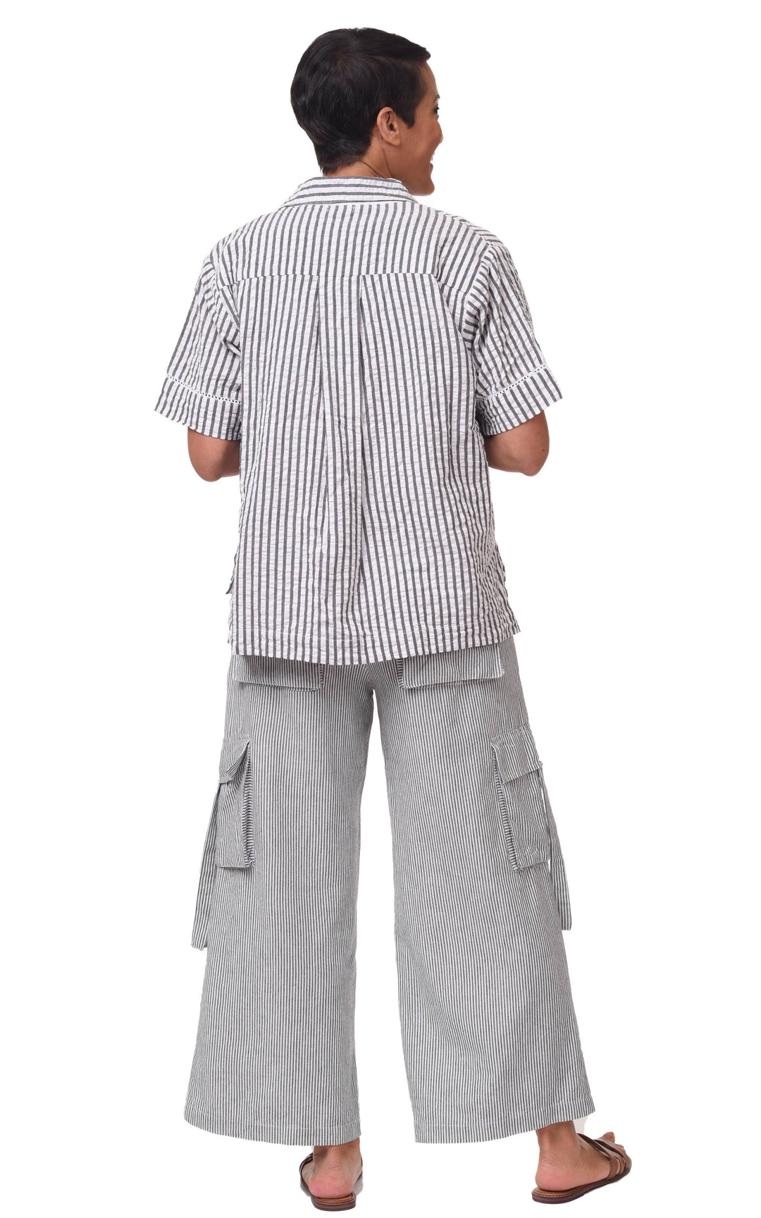 Tulip Clothing - CV1086 Calista Cargo Pant in Ticking Stripe*: L