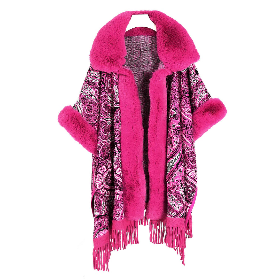 PEACH ACCESSORIES - PE361 Paisley print cape: Fucshia