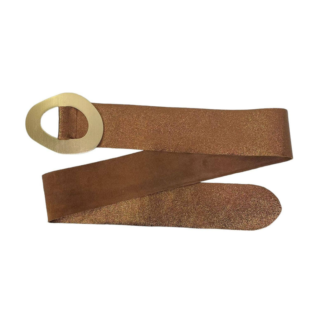 Metallic Leather Suede Belt buckle: Gold