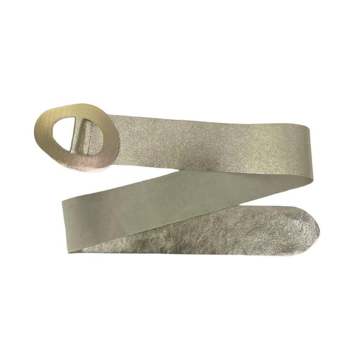 Metallic Leather Suede Belt with buckle: Bronze
