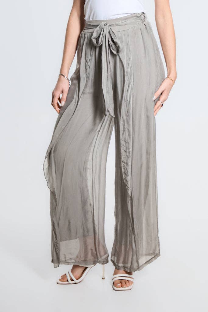 Wrap Front Silk Pant (PL214):Navy