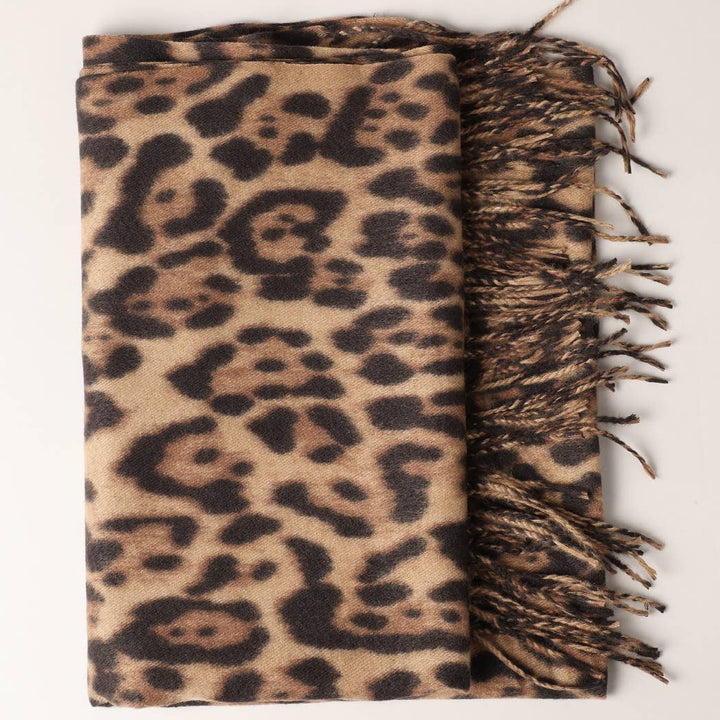 Leopard Animal Print Cashmere Feel Scarf
