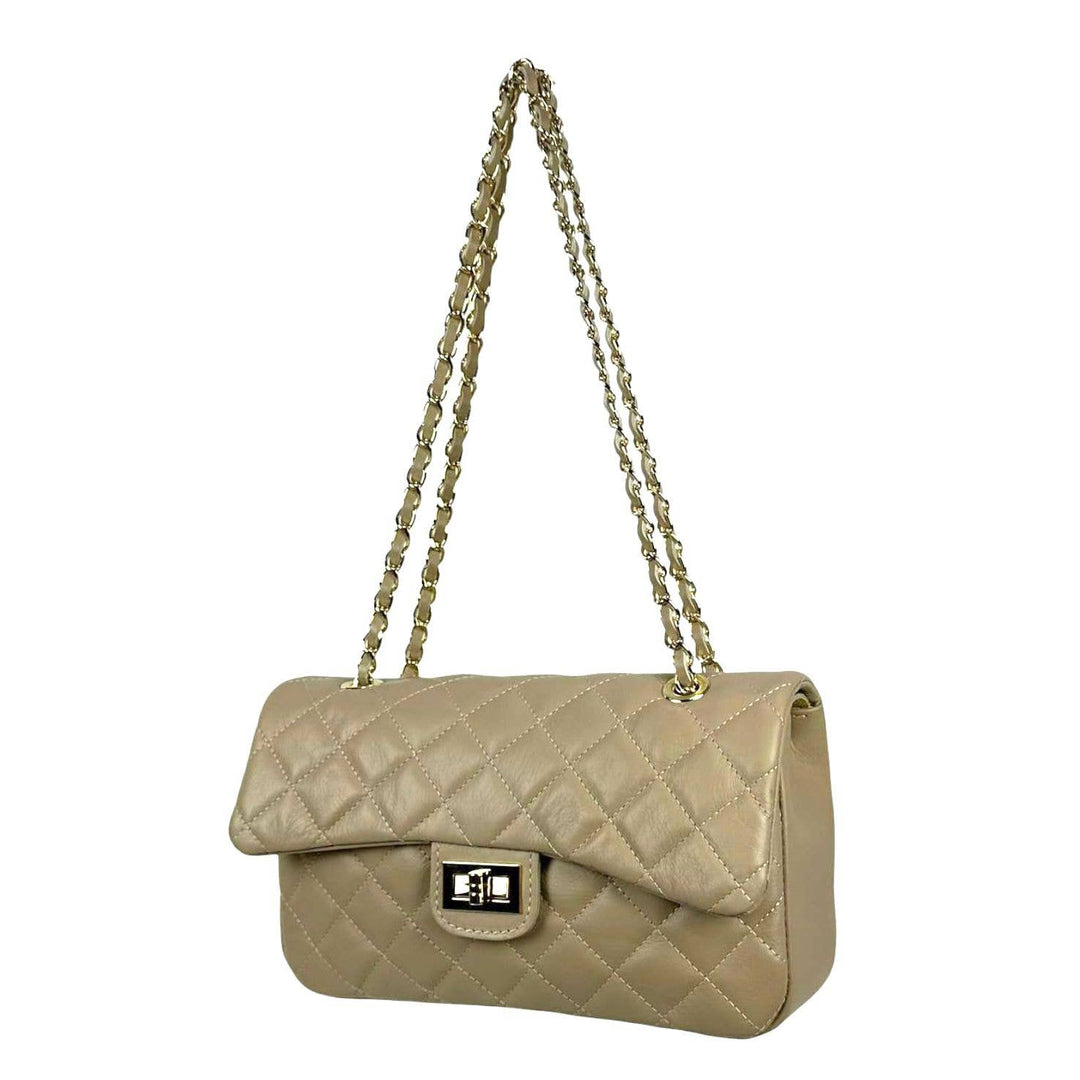 Extra Premium Quilted Leather Bag: Gold