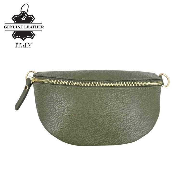 Italian Leather Waist Bag: Orange