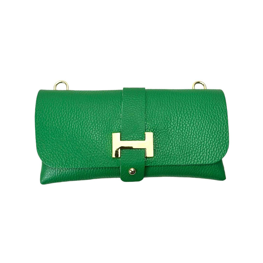 Grain Leather Bag with Chain: White