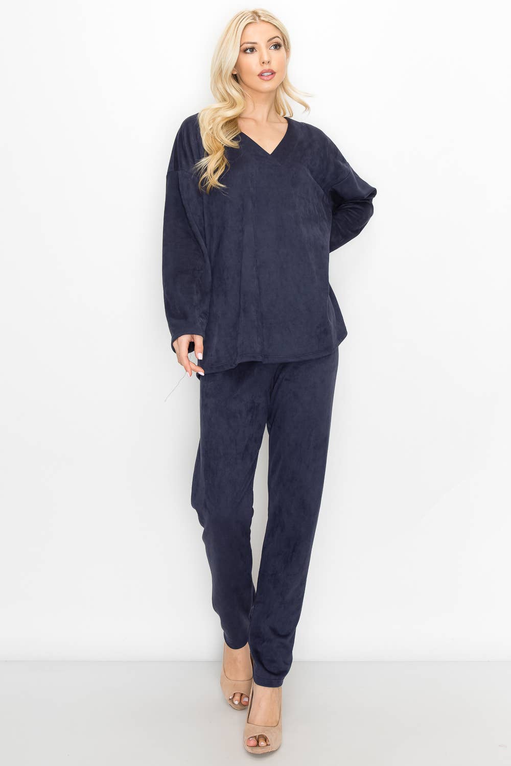 Andrea Stretch Suede Top: BLACK / L / A5415