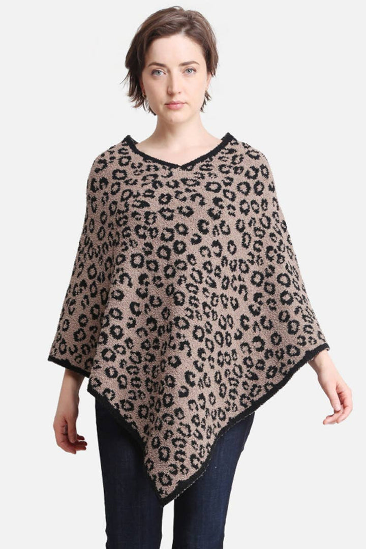 Leopard Poncho: COFFEE / ONE SIZE