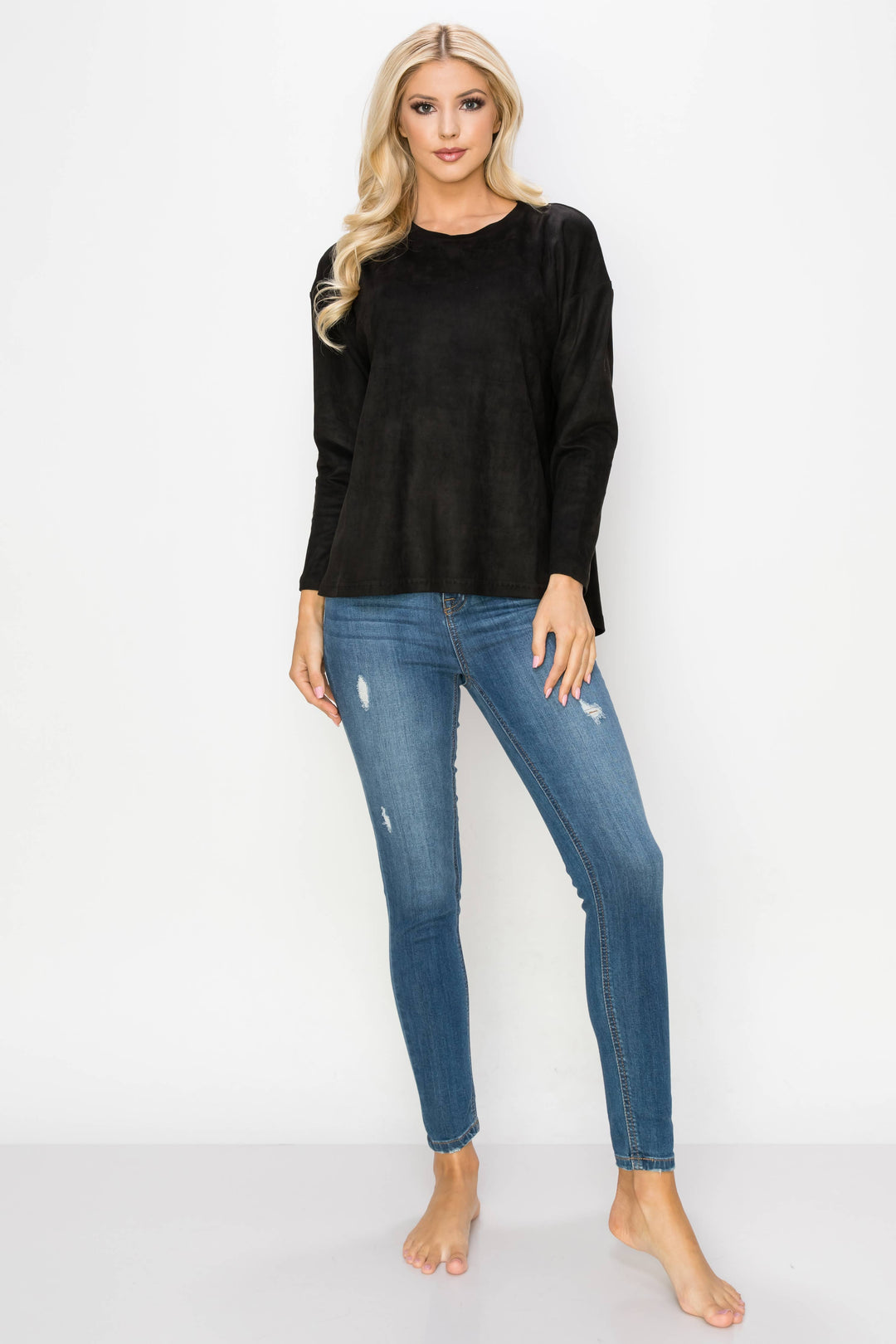 Adi Stretch Suede Top: BLACK / M / A5418