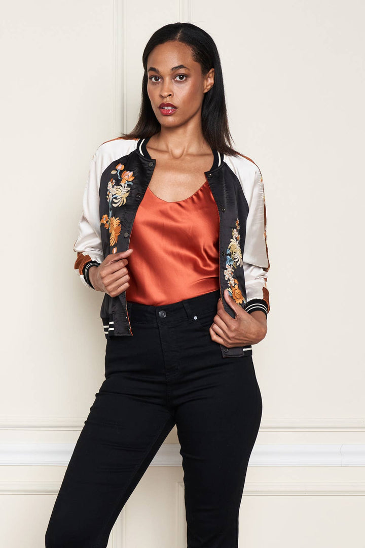 Reversible Satin Rust Jkt: Black/ L