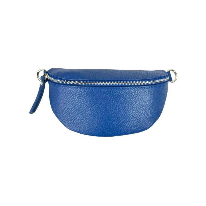 Italian Leather Waist Bag with Zipper: Mustard